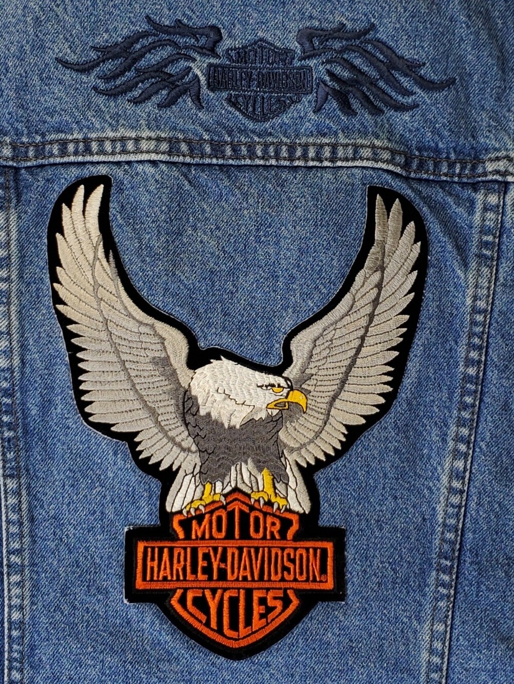 Harley Davidson VTG Womens Biker Blues Embroidered w/Patches - Size L - GUC